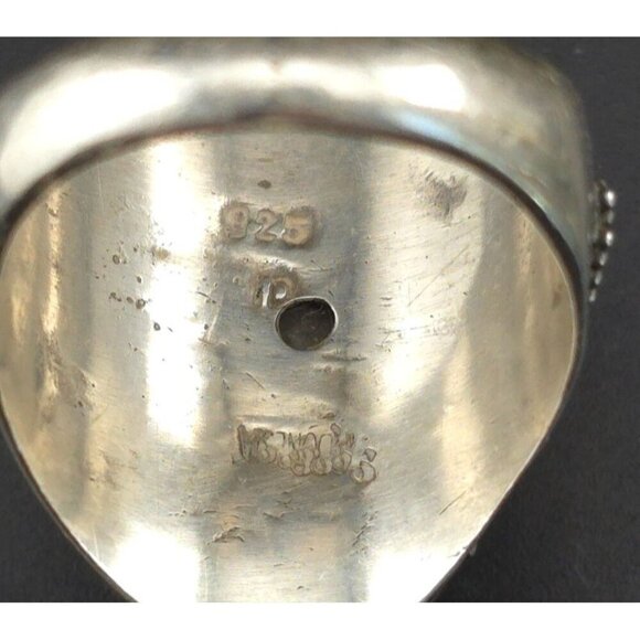 Vntg 925 Sterling Silver Statement Ring White Druzy Quartz Intricate Metalwork - Picture 7 of 13